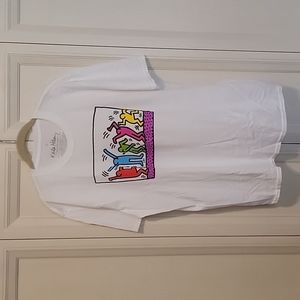 Keith Haring Dancing Friends T-shirt, White, L, NWOT